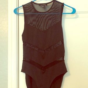 Black bodysuit with sheet cut-outs